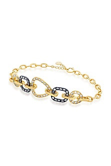 Two Tone Plated Mirror Enameled Choker Necklace