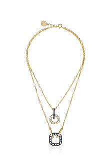 Two Tone Plated Mirror Enameled Layered Chain Necklace