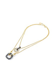 Two Tone Plated Mirror Enameled Layered Chain Necklace