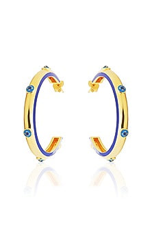 Gold Plated Synthetic Stone & CZ Evil Eye Hoop Earrings