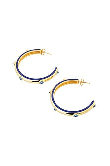Gold Plated Synthetic Stone & CZ Evil Eye Hoop Earrings