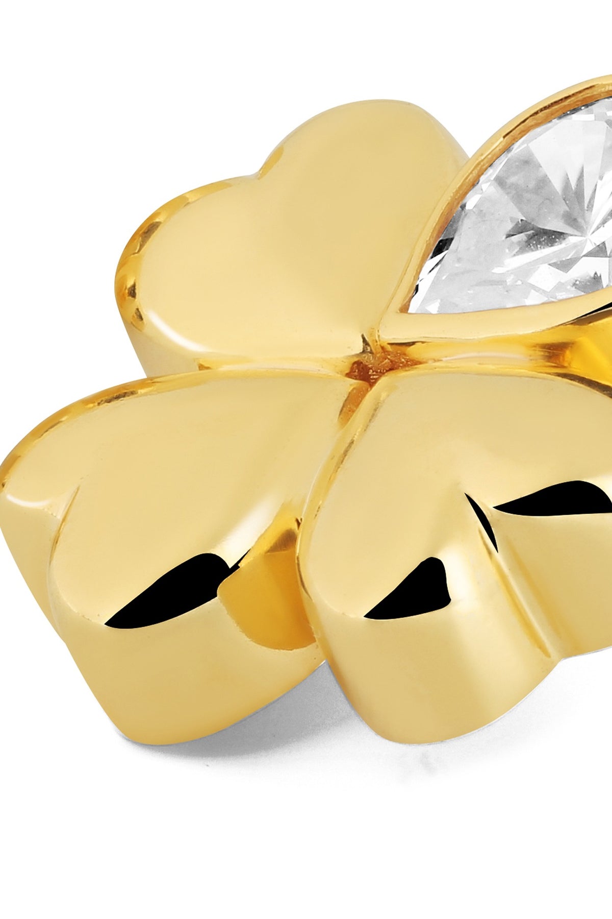 Gold Plated Synthetic Stone & CZ Clover Stud Earrings