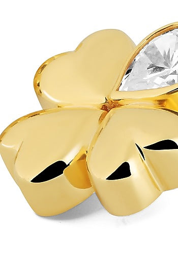 Gold Plated Synthetic Stone & CZ Clover Stud Earrings