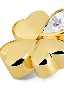 Gold Plated Synthetic Stone & CZ Clover Stud Earrings