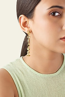 Gold Plated Synthetic Stone Lucky Charm Hoop Earrings