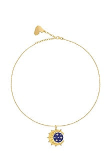 Gold Plated Multi-Colored Synthetic Stone Reversible Sun & Star Necklace