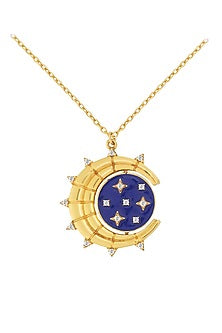 Gold Plated Multi-Colored Synthetic Stone Reversible Sun & Star Necklace