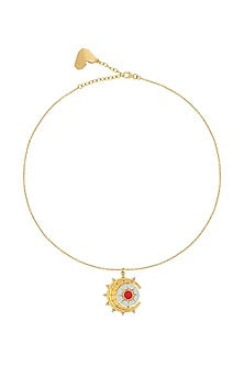 Gold Plated Multi-Colored Synthetic Stone Reversible Sun & Star Necklace