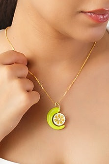 Gold Plated Multi-Colored Synthetic Stone & CZ Nimbu Mirchi Necklace