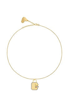 Gold Plated Synthetic Stone & CZ Lock-It Mantra Necklace