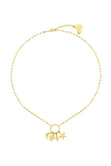 Gold Plated Synthetic Stone Lucky Charm Cluster Necklace