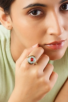 Gold Plated Blue Synthetic Stone Reversible Sun & Star Ring