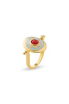 Gold Plated Blue Synthetic Stone Reversible Sun & Star Ring