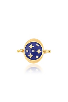 Gold Plated Blue Synthetic Stone Reversible Sun & Star Ring
