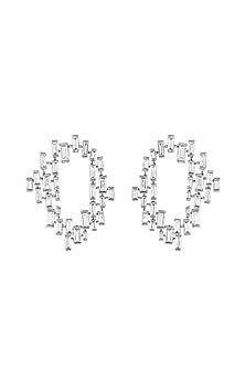 White Rhodium Finish CZ Stone Stud Earrings