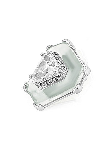 White Rhodium Finish CZ Stone Statement Earrings