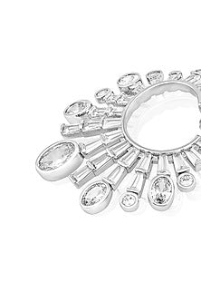 White Rhodium Finish Custom-Cut CZ Stone Stud Earrings
