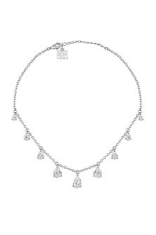 White Rhodium Finish Custom-Cut CZ Stone Choker Necklace