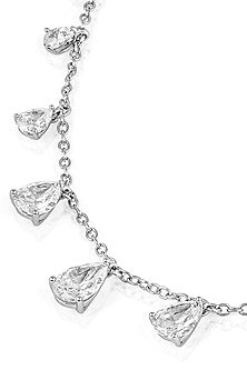 White Rhodium Finish Custom-Cut CZ Stone Choker Necklace