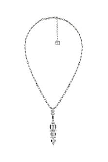 White Rhodium Finish Custom-Cut CZ Stone Tiered Necklace