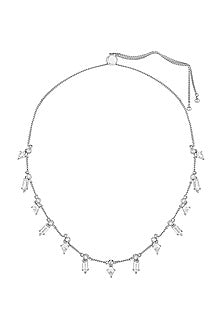 White Rhodium Finish Custom-Cut CZ Choker Necklace