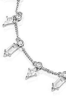 White Rhodium Finish Custom-Cut CZ Choker Necklace