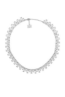 White Rhodium Finish Baguette CZ Stone Necklace