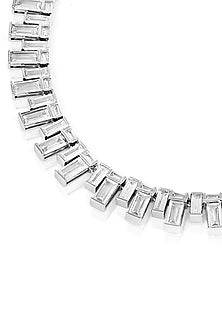 White Rhodium Finish Baguette CZ Stone Necklace