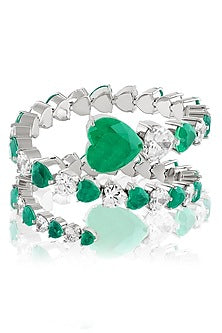 White Rhodium Finish Crystal Zircon & Emerald Wrap Cuff
