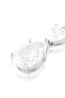 White Rhodium Finish Crystal Zircon Dangler Earrings