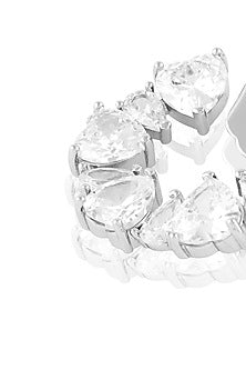 White Rhodium Finish Crystal Zircon Circular Stud Earrings