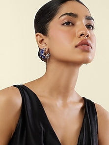 White Rhodium Finish Sapphire Doublet Stone Hoop Earrings
