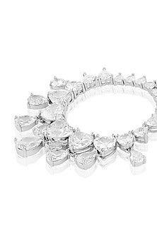 White Rhodium Finish Crystal Zircon Dangler Earrings