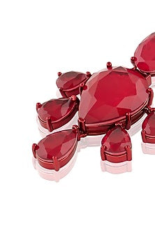 White Rhodium Finish Ruby Doublet Stone Dangler Earrings