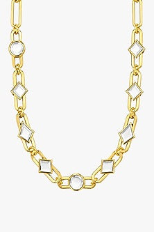 Micron Gold Finish Hand-Cut Polki Mirror Choker Necklace