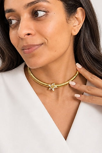 Micron Gold Finish Hand-Cut Polki Mirror Choker Necklace