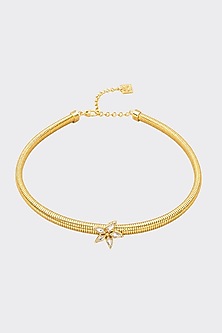 Micron Gold Finish Hand-Cut Polki Mirror Choker Necklace