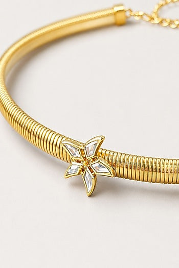 Micron Gold Finish Hand-Cut Polki Mirror Choker Necklace
