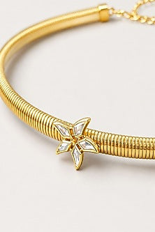 Micron Gold Finish Hand-Cut Polki Mirror Choker Necklace