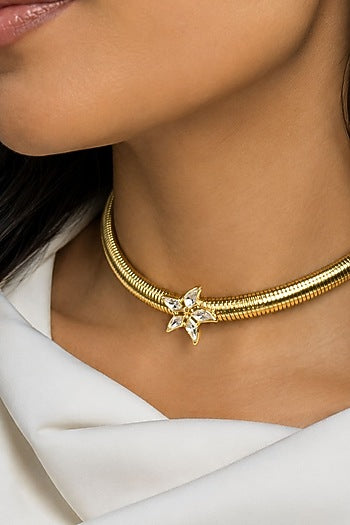 Micron Gold Finish Hand-Cut Polki Mirror Choker Necklace