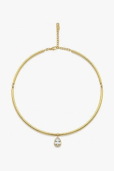 Micron Gold Finish Collar Charm Necklace
