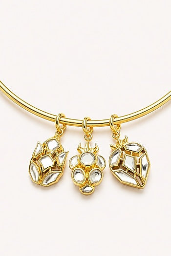 Micron Gold Finish Collar Charm Necklace