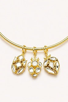 Micron Gold Finish Collar Charm Necklace