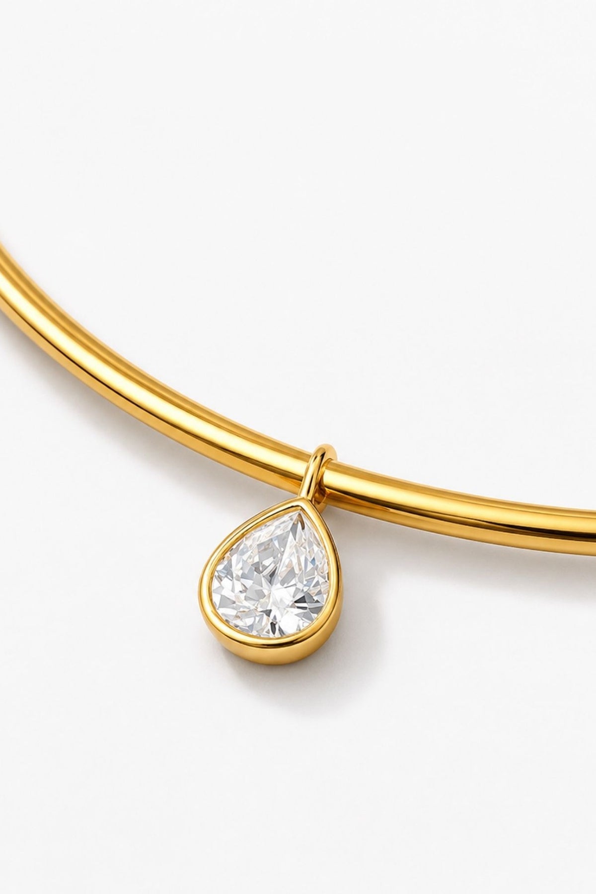 Micron Gold Finish Collar Charm Necklace