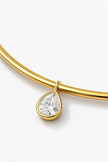Micron Gold Finish Collar Charm Necklace