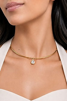 Micron Gold Finish Collar Charm Necklace