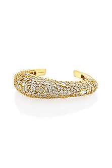 Gold Plated CZ Stone & Mirror Enameled Cuff