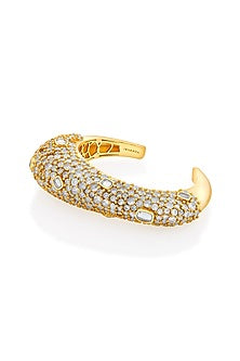 Gold Plated CZ Stone & Mirror Enameled Cuff