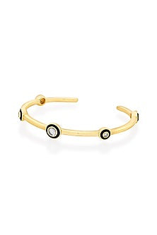 Gold Plated CZ Crystal & Mirror Enameled Cuff