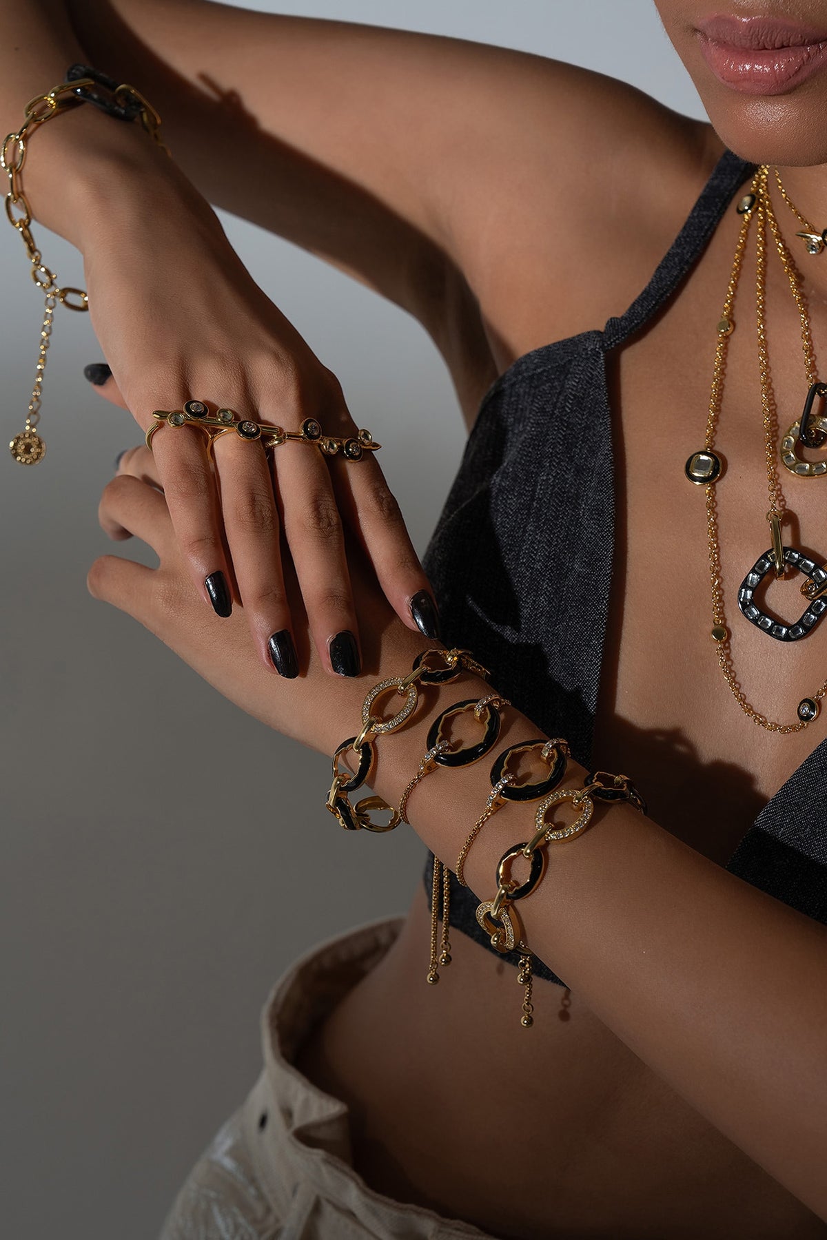 Gold Plated CZ Stone Enameled Bracelet